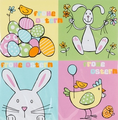 40 serviettes décorées motifs Pâques