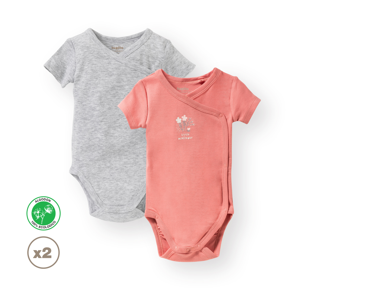'Lupilu(R)' Body cruzado para bebé rosado pack 2 100% algodón