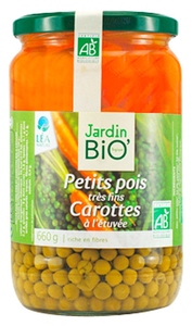 Petits pois très fins et carottes à l'étuvée Bio