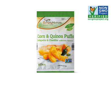 SimplyNature White Cheddar or Jalapeño & Cheddar Corn & Quinoa Puffs