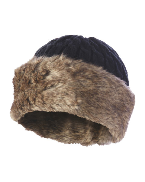 Inoc Faux Fur Band Knitted Hat