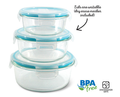 Crofton 6-Piece Set of Glass Bowls With Snapping Lids