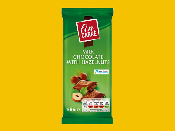Fin Carré Milk Chocolate with Hazelnuts