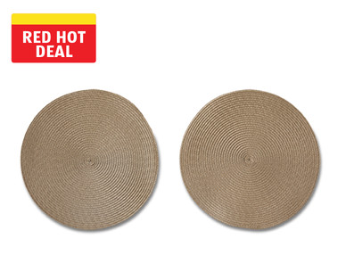 Huntington Home 2 Pack Indoor/Outdoor Round Placemat Set