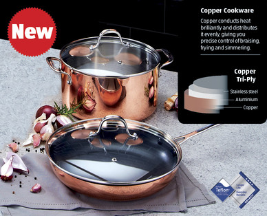 Tri-Ply Copper Frying Pan and Stockpot