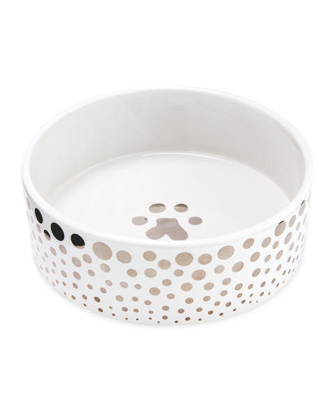 20cm Silver Ceramic Pet Bowl