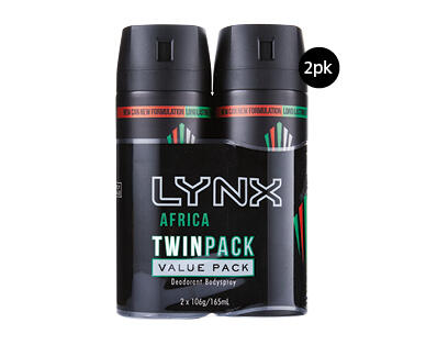 Lynx Africa Body Spray 2 x 106g
