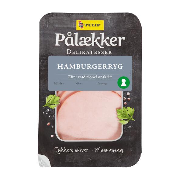 PÅLÆKKER 	 				Hamburgerryg, Ålerøget skinke eller Gammeldags rullepølse