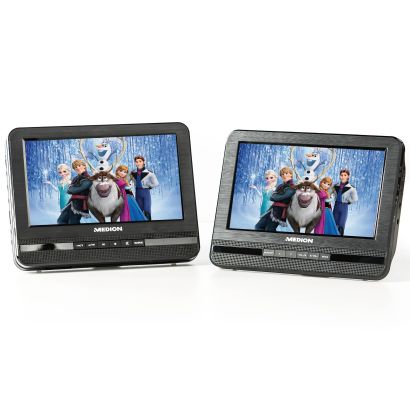 Tragbarer DVD-Player mit 2 Bildschirmen