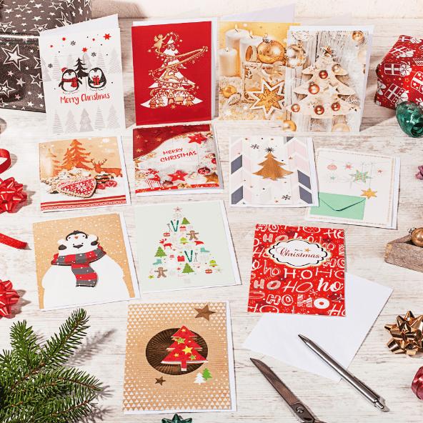 6 kartek bożonarodzeniowych ręcznie zdobionych