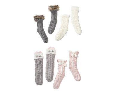 Serra Ladies' 2-Pack Chunky Knit Slipper Socks