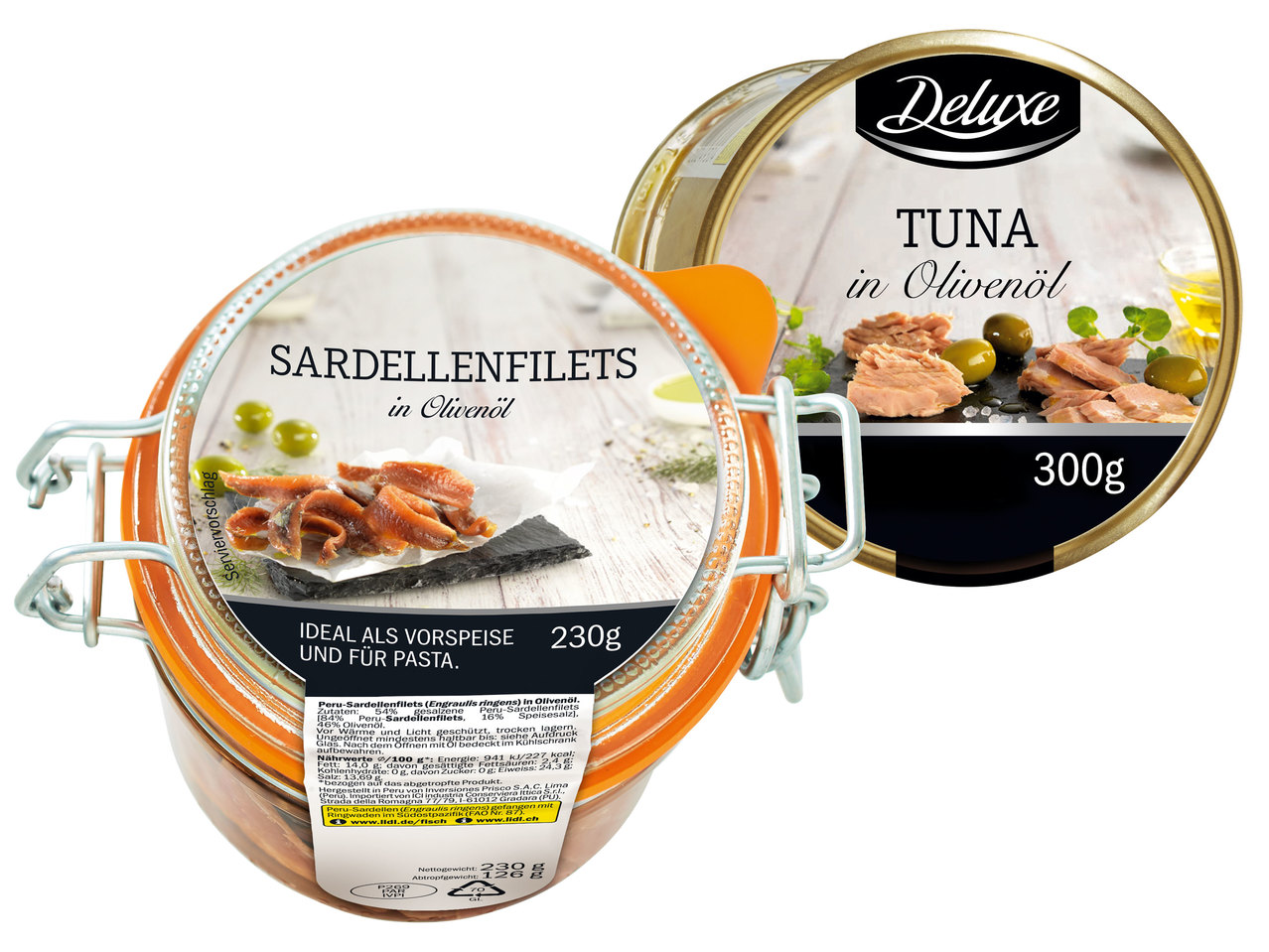 DELUXE Sardellenfilets/Thunfisch in Olivenöl