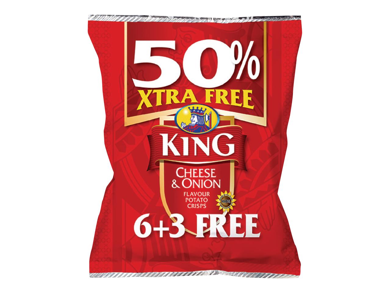 King Cheese & Onion Crisps 50% Extra Free, 9x25g