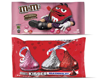 Hershey's Valentine Kisses or M&M's Milk Chocolate Cupid's Mix