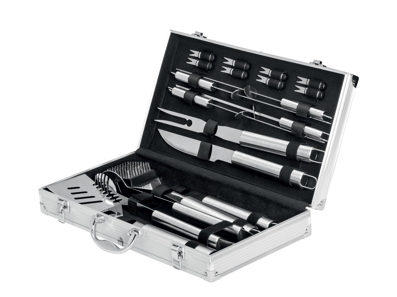 Stainless Steel Barbecue Tools in a Storage Case, 18 pieces