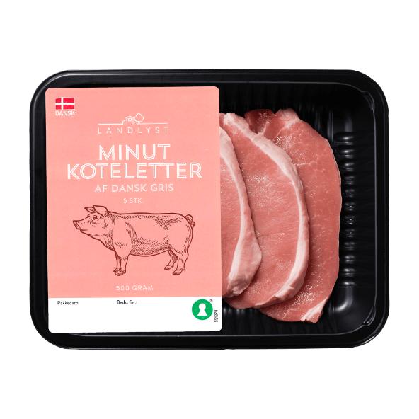 Minutkoteletter af dansk gris