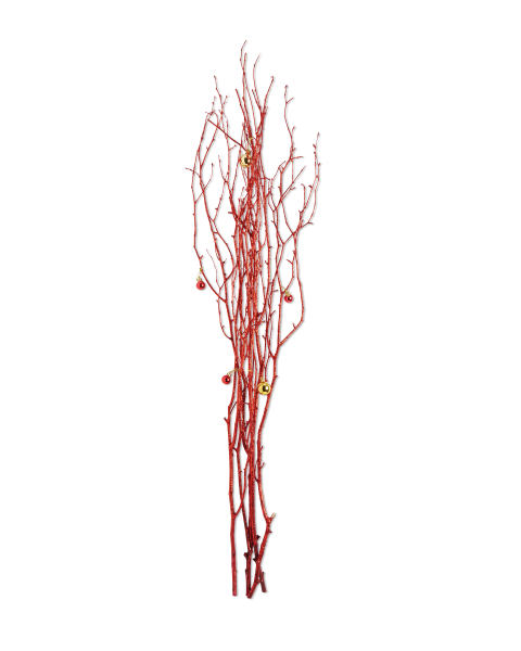 Festive Twigs Red Glitter Bauble