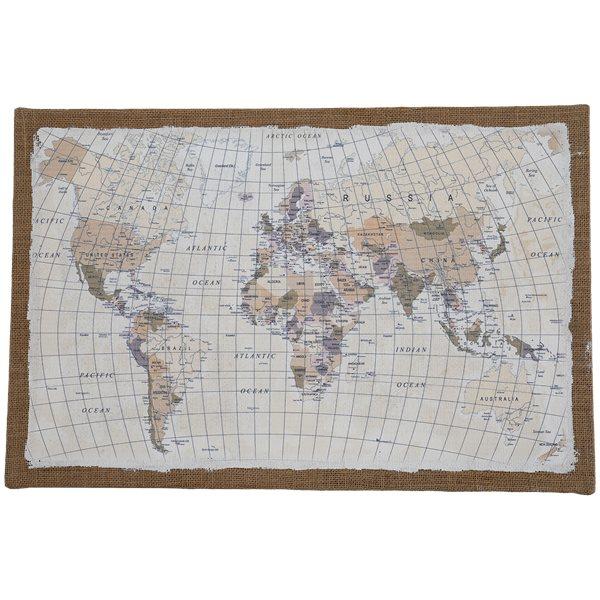 Carte du monde sur jute