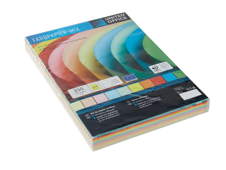 Mix hârtie colorată A4, 250 coli