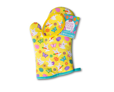 Baker's Corner Spring Oven Mitt With Cookie Mix and Cutter