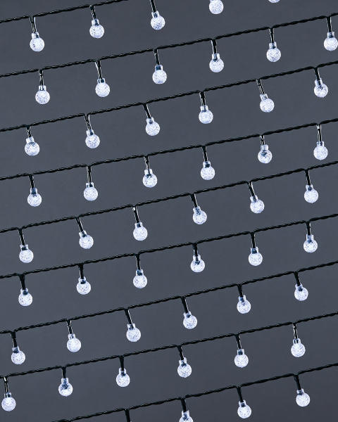 100 LED White Facetted Balls