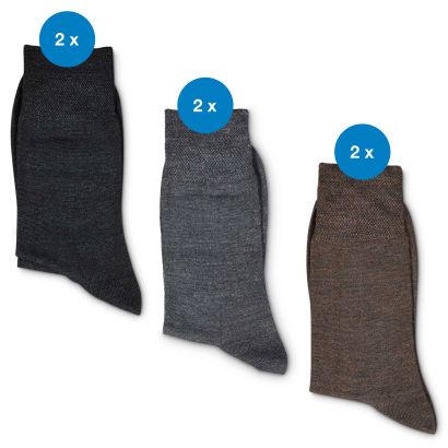 Chaussettes en laine avec soie pour hommes, 2 paires