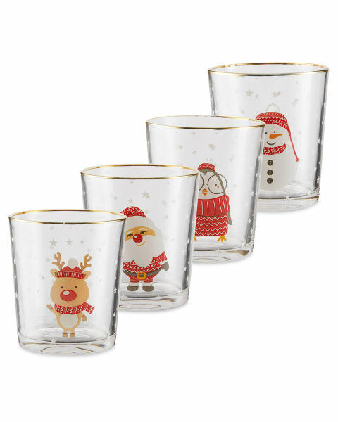 Christmas Glass Tumblers 4 Pack