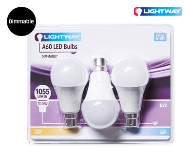10.5W LED A60 Bulbs 3pk