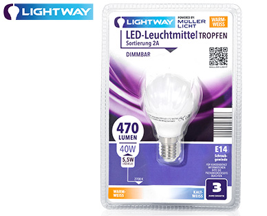 LIGHTWAY LED-Birne/Kerze/Tropfen, dimmbar & Switch Dim
