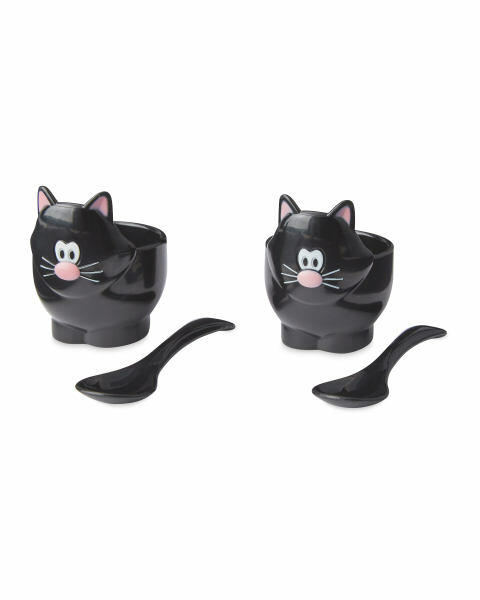 Black Cat Novelty Egg Cup Set