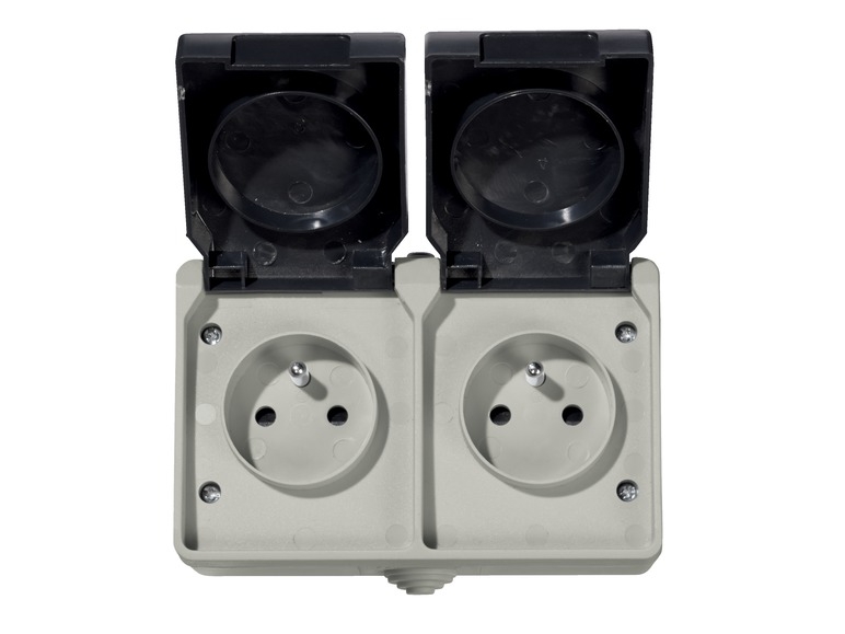 Combination Plug or switch, 2 pieces/ Double Plug Socket IP54