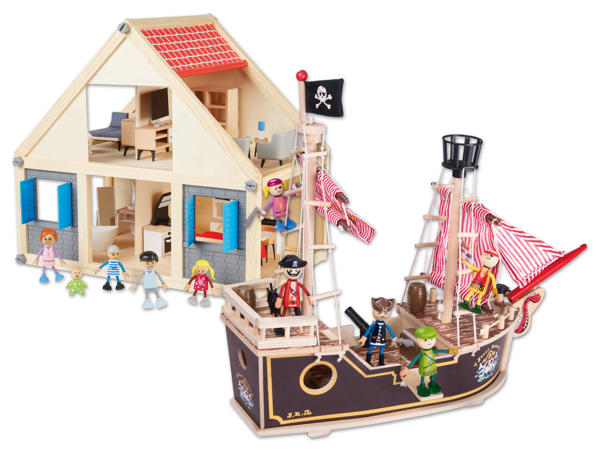 PLAYTIVE JUNIOR(R) Holz-Puppenhaus oder -Piratenschiff
