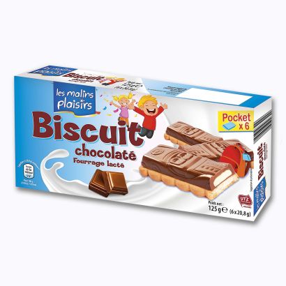 Biscuits avec barres de chocolat fourrées lait