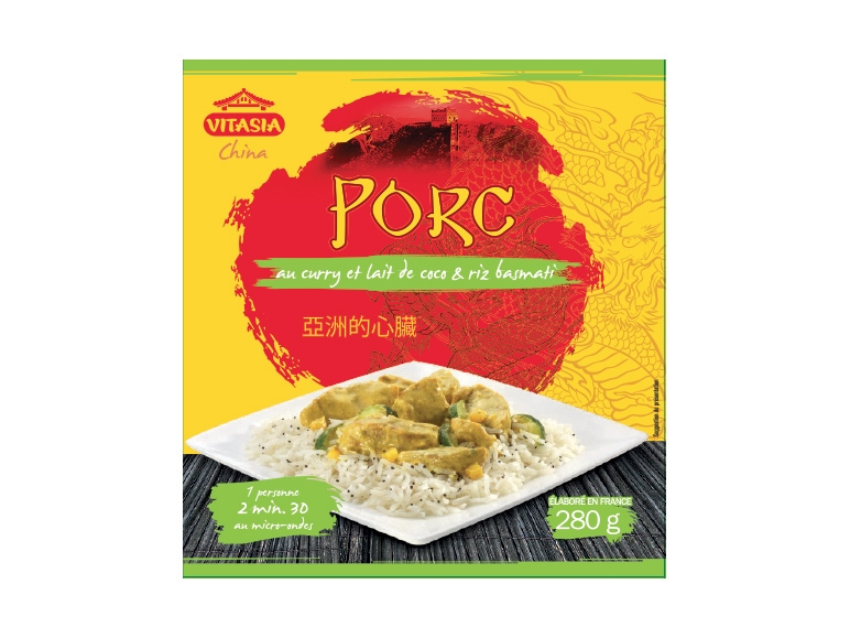 Porc curry coco et riz ou porc au caramel et riz