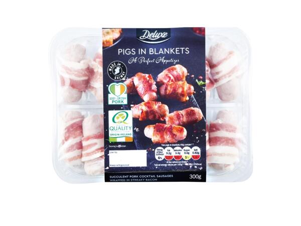 Cocktail Sausages wrapped in American Style Thin Bacon (80% Meat Content)