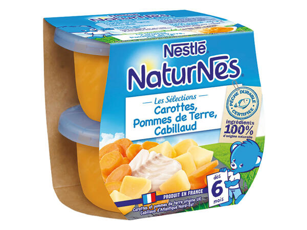 Nestlé NaturNes carottes, pommes de terre, cabillaud