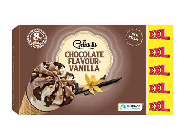 8 cônes saveur chocolat vanille