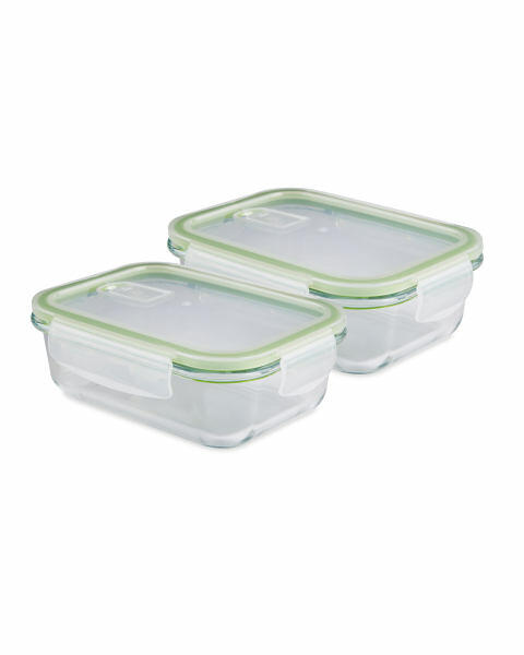 Green Glass Food Storage Dish 2 Pack