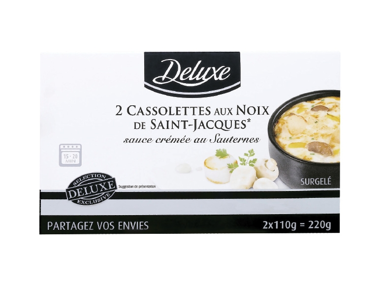 2 cassolettes de noix de Saint-Jacques sauce crémée au Sauternes