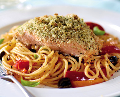 Specially Selected Scottish Salmon Fillets with a Basil Pesto Melt and Parmesan & Parsley Crumb