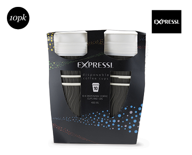 EXPRESSI Disposable Coffee Cups & Lids 400ml 10pk