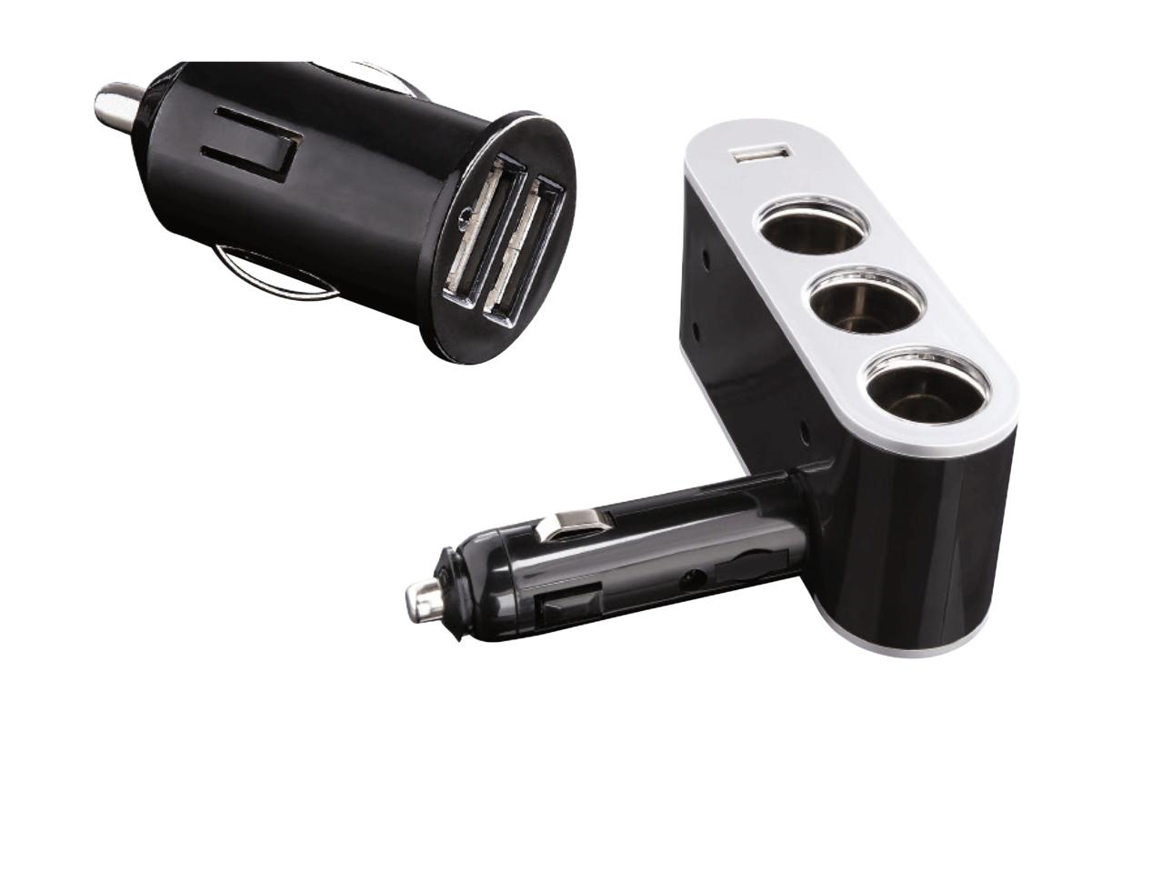 SILVERCREST(R) Car USB Charger/ 3-Way Splitter Adaptor