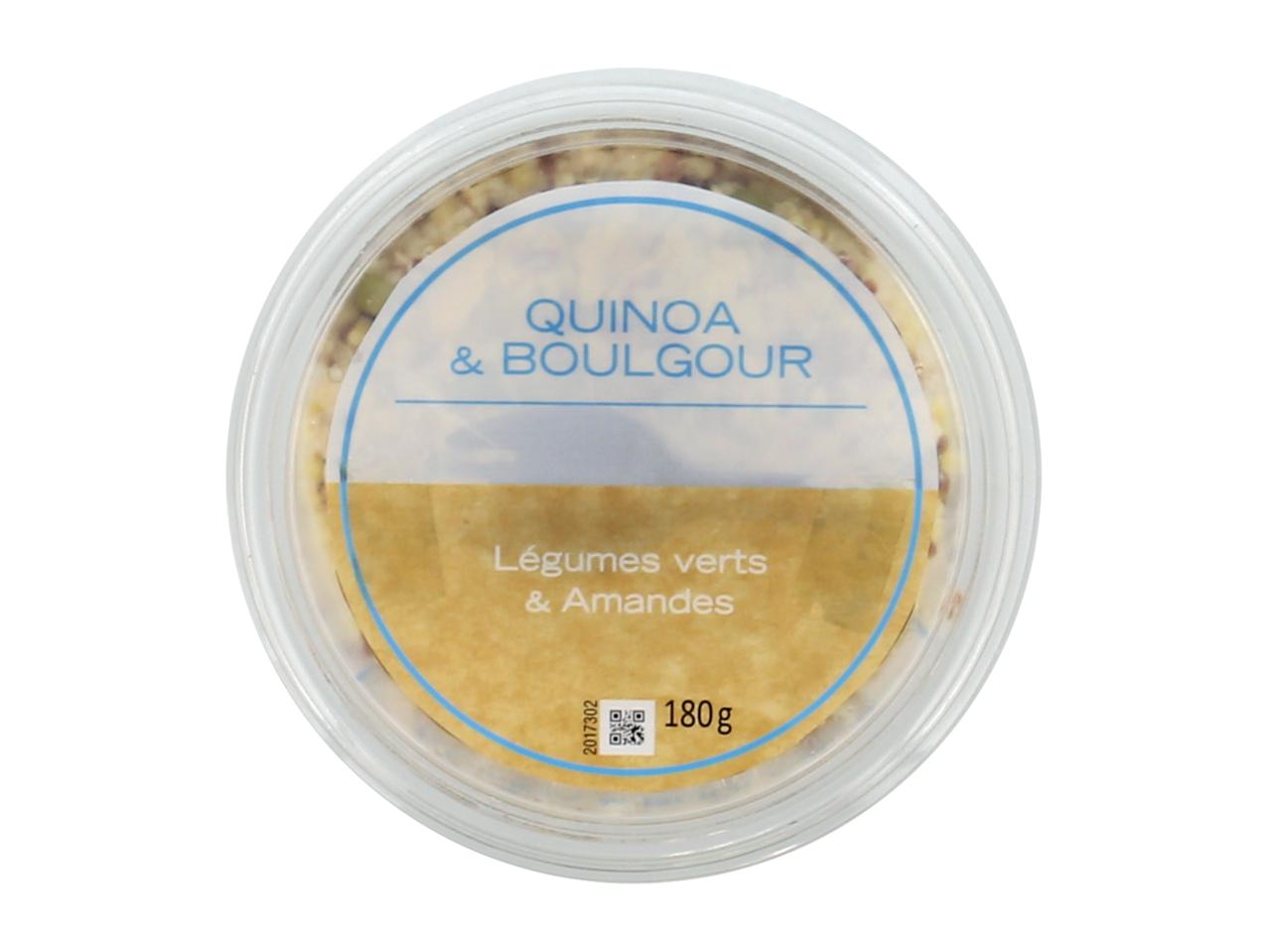 Salade quinoa, boulgour, légumes verts et amandes1