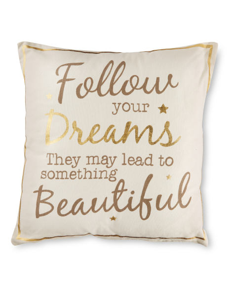 Follow Your Dreams Gold Cushion