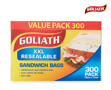 Resealable Snack Bags 350pk, Sandwich Bags 300pk or Storage Bags 250pk