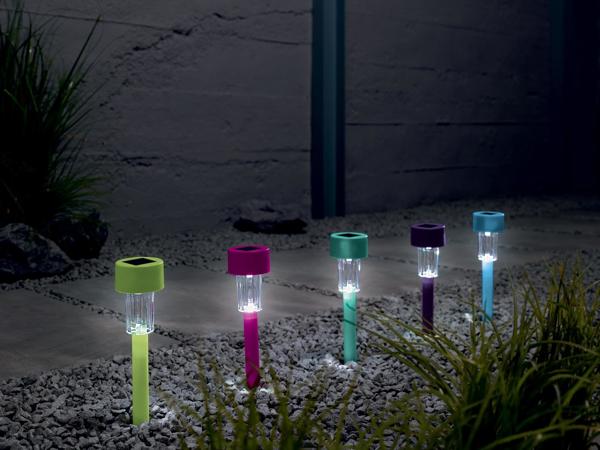 Lampada LED ad energia solare con picchetto, 5 pezzi