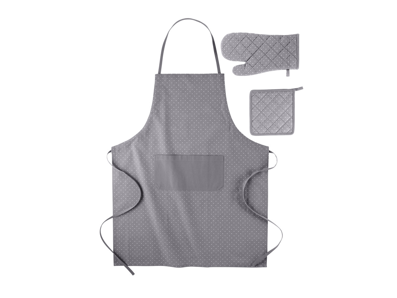 Apron, Pot Holder and Oven Glove Set, 3 pieces