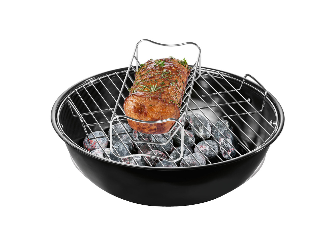 Charcoal Basket, Barbecue Chicken Roaster, Spare Ribs & Roast Holder or Burger Press