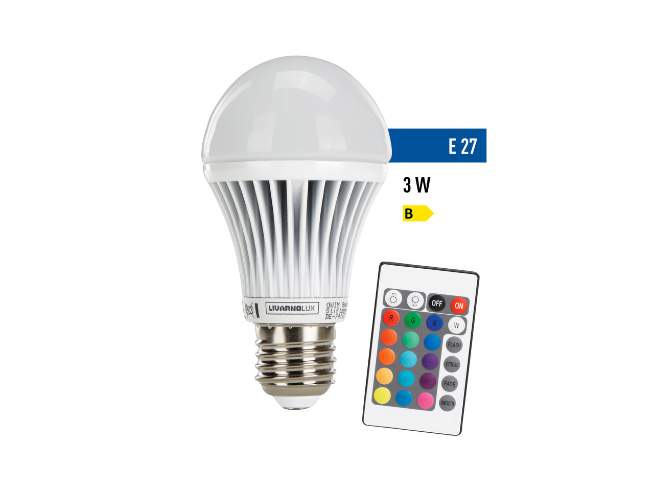 Barevná LED žárovka na dálkové ovládání