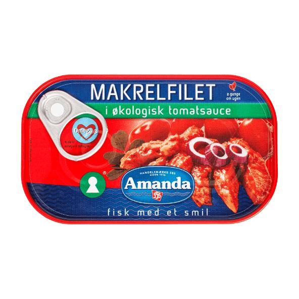 Makrelfilet i økologisk tomatsauce eller frokost rogn